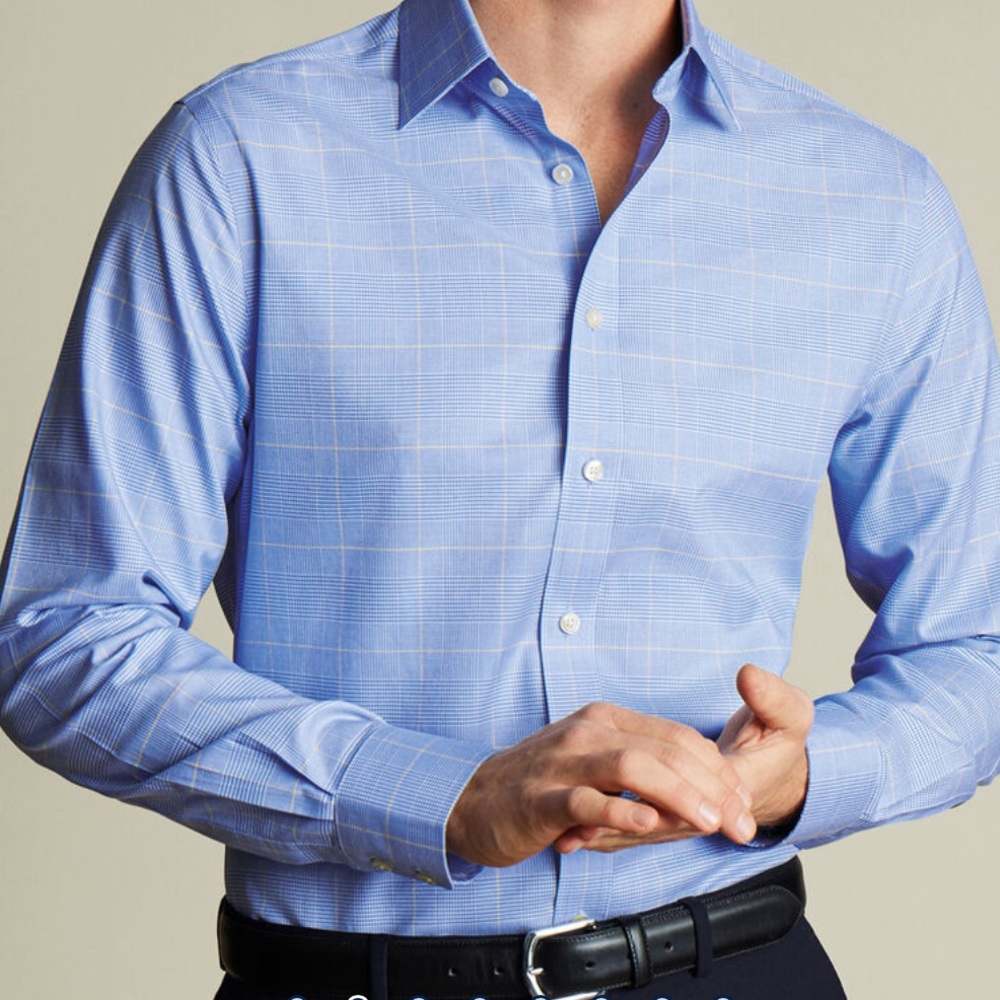 Charles Tyrwhitt Classic Fit No Iron Ocean Blue dress shirt 17/35
